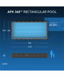 PISCINA FUORI TERRA CON STRUTTURA RETTANGOLARE BESTWAY "APX 365" GRIGIO SCURO EFFETTO MARMO 956X488X132 CM