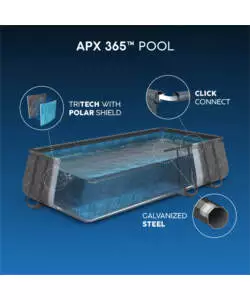 PISCINA FUORI TERRA CON STRUTTURA RETTANGOLARE BESTWAY "APX 365" GRIGIO SCURO EFFETTO MARMO 956X488X132 CM