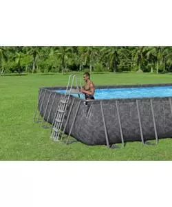 PISCINA FUORI TERRA CON STRUTTURA RETTANGOLARE BESTWAY "APX 365" GRIGIO SCURO EFFETTO MARMO 956X488X132 CM