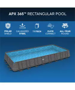 PISCINA FUORI TERRA CON STRUTTURA RETTANGOLARE BESTWAY "APX 365" GRIGIO SCURO EFFETTO MARMO 956X488X132 CM