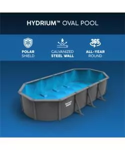 PISCINA FUORI TERRA CON STRUTTURA OVALE BESTWAY "HYDRIUM" GRIGIO SCURO 732X366X132 CM