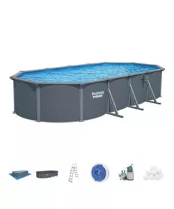 PISCINA FUORI TERRA CON STRUTTURA OVALE BESTWAY "HYDRIUM" GRIGIO SCURO 732X366X132 CM