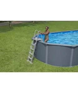 PISCINA FUORI TERRA CON STRUTTURA OVALE BESTWAY "HYDRIUM" GRIGIO SCURO 732X366X132 CM