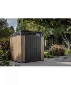 CASETTA DA GIARDINO KETER "PENT 7X7" IN RESINA MARRONE CON PORTA BATTENTE DOPPIA 214X218X226 CM