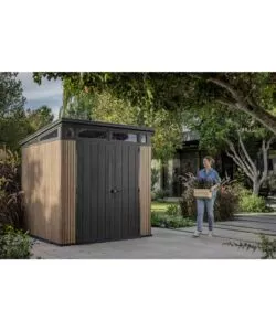 CASETTA DA GIARDINO KETER "PENT 7X7" IN RESINA MARRONE CON PORTA BATTENTE DOPPIA 214X218X226 CM