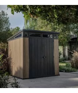 CASETTA DA GIARDINO KETER "PENT 7X7" IN RESINA MARRONE CON PORTA BATTENTE DOPPIA 214X218X226 CM