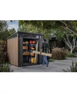 CASETTA DA GIARDINO KETER "PENT 7X7" IN RESINA MARRONE CON PORTA BATTENTE DOPPIA 214X218X226 CM
