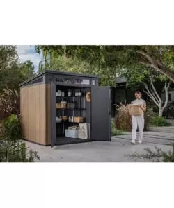 CASETTA DA GIARDINO KETER "PENT 7X7" IN RESINA MARRONE CON PORTA BATTENTE DOPPIA 214X218X226 CM