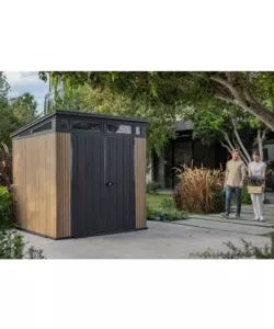 CASETTA DA GIARDINO KETER "PENT 7X7" IN RESINA MARRONE CON PORTA BATTENTE DOPPIA 214X218X226 CM