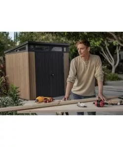 CASETTA DA GIARDINO KETER "PENT 7X7" IN RESINA MARRONE CON PORTA BATTENTE DOPPIA 214X218X226 CM