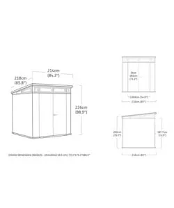 CASETTA DA GIARDINO KETER "PENT 7X7" IN RESINA MARRONE CON PORTA BATTENTE DOPPIA 214X218X226 CM