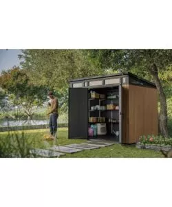 CASETTA DA GIARDINO KETER "PENT 9X7" IN RESINA MARRONE CON PORTA BATTENTE DOPPIA 277X218X226 CM