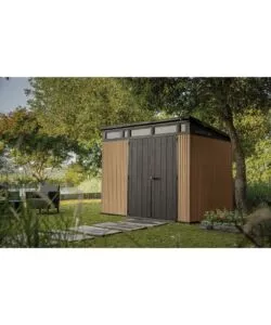 CASETTA DA GIARDINO KETER "PENT 9X7" IN RESINA MARRONE CON PORTA BATTENTE DOPPIA 277X218X226 CM