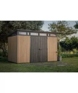 CASETTA DA GIARDINO KETER "PENT 11X7" IN RESINA MARRONE CON PORTA BATTENTE DOPPIA 340X218X246 CM