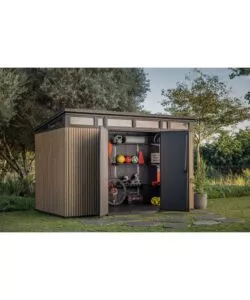 CASETTA DA GIARDINO KETER "PENT 11X7" IN RESINA MARRONE CON PORTA BATTENTE DOPPIA 340X218X246 CM