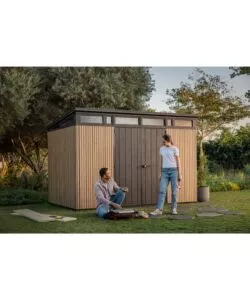 CASETTA DA GIARDINO KETER "PENT 11X7" IN RESINA MARRONE CON PORTA BATTENTE DOPPIA 340X218X246 CM