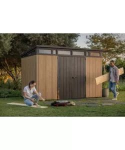CASETTA DA GIARDINO KETER "PENT 11X7" IN RESINA MARRONE CON PORTA BATTENTE DOPPIA 340X218X246 CM