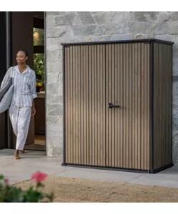 PORTATTREZZI MULTIUSO KETER "VERTICAL SHED VENETIAN" IN RESINA EFFETTO LEGNO 140X73,6X170,4 CM