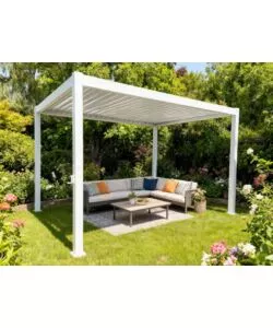 PERGOLA BIOCLIMATICA EUROGARDEN "ATENA" CON APERTURA A MANOVELLA IN ALLUMINIO BIANCO 3X4X2,5 MT