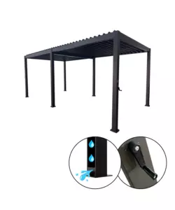 PERGOLA BIOCLIMATICA EUROGARDEN "ATENA" CON APERTURA A MANOVELLA IN ALLUMINIO ANTRACITE 3X6X2,5 MT