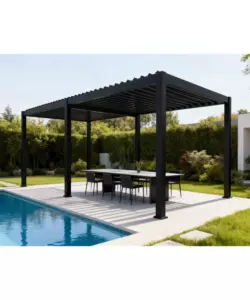PERGOLA BIOCLIMATICA EUROGARDEN "ATENA" CON APERTURA A MANOVELLA IN ALLUMINIO ANTRACITE 3X6X2,5 MT