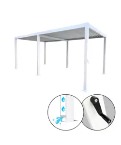 PERGOLA BIOCLIMATICA EUROGARDEN "ATENA" CON APERTURA A MANOVELLA IN ALLUMINIO BIANCO 3X6X2,5 MT