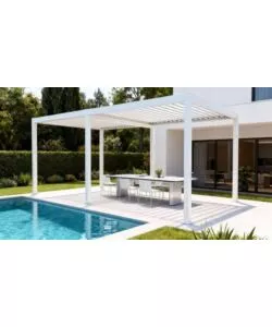 PERGOLA BIOCLIMATICA EUROGARDEN "ATENA" CON APERTURA A MANOVELLA IN ALLUMINIO BIANCO 3X6X2,5 MT