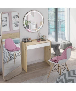 SCRIVANIA CON CASSETTO LEGNO E BIANCO 81,5X40X77 CM