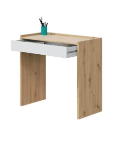 SCRIVANIA CON CASSETTO LEGNO E BIANCO 81,5X40X77 CM