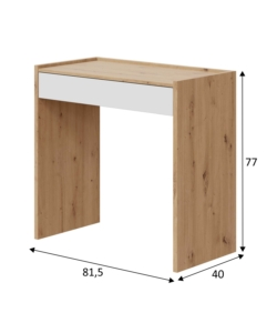 SCRIVANIA CON CASSETTO LEGNO E BIANCO 81,5X40X77 CM
