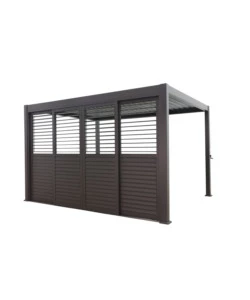 SET 4 PARETI SCORREVOLI PER PERGOLA BIOCLIMATICA EUROGARDEN ATENA IN ALLUMINIO GRIGIO LATO 4 MT