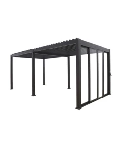 SET 4 VETRI SCORREVOLI PER PERGOLA BIOCLIMATICA EUROGARDEN ATENA IN VETRO TEMPERATO GRIGIO LATO 3 MT