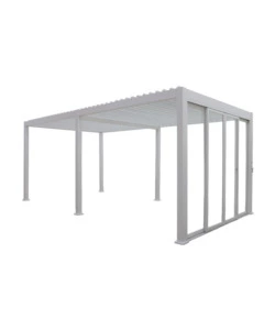 SET 4 VETRI SCORREVOLI PER PERGOLA BIOCLIMATICA EUROGARDEN ATENA IN VETRO TEMPERATO BIANCO LATO 3 MT