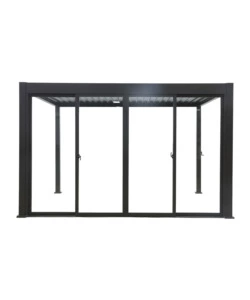 SET 4 VETRI SCORREVOLI PER PERGOLA BIOCLIMATICA EUROGARDEN ATENA IN VETRO TEMPERATO GRIGIO LATO 4 MT