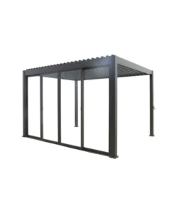 SET 4 VETRI SCORREVOLI PER PERGOLA BIOCLIMATICA EUROGARDEN ATENA IN VETRO TEMPERATO GRIGIO LATO 4 MT