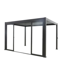 SET 4 VETRI SCORREVOLI PER PERGOLA BIOCLIMATICA EUROGARDEN ATENA IN VETRO TEMPERATO GRIGIO LATO 4 MT