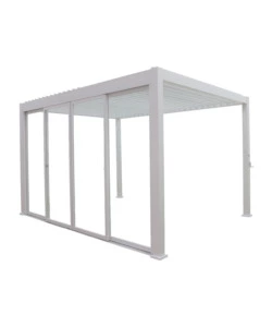 SET 4 VETRI SCORREVOLI PER PERGOLA BIOCLIMATICA EUROGARDEN ATENA IN VETRO TEMPERATO BIANCO LATO 4 MT