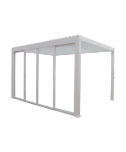 SET 4 VETRI SCORREVOLI PER PERGOLA BIOCLIMATICA EUROGARDEN ATENA IN VETRO TEMPERATO BIANCO LATO 4 MT