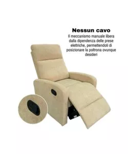 Poltrona BellaHome "Clara" con recliner in tessuto beige 71x88x102 cm