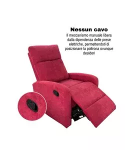 Poltrona BellaHome "Clara" con recliner in tessuto bordeaux 71x88x102 cm