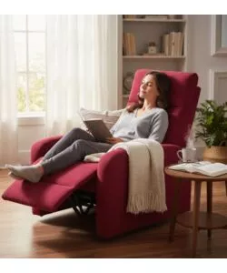 Poltrona BellaHome "Clara" con recliner in tessuto bordeaux 71x88x102 cm