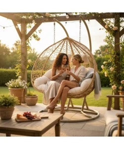 Poltrona sospesa da esterno EuroGarden "Double" beige 132x118x75 cm