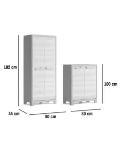 SET 2 ARMADI ALTO E BASSO KETER "MAXIMO" IN POLIPROPILENE GRIGIO 80X44X100/182 CM