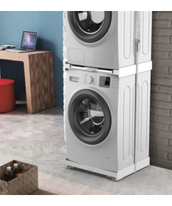 Base antivibrazione peer lavatrice e asciugatrice con ruote e freni Meliconi "Move Style" bianco 61,4x57x9,5 cm