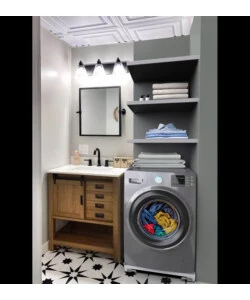 Base antivibrazione per lavatrice e asciugatrice con ruote e freni Meliconi "Move Slim" bianco 60x43x5,5 cm