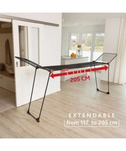 Stendibiancheria Vileda "Infinity Flex Ultimate" nero estensibile 117-205 cm