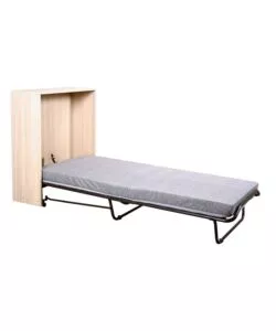 MOBILE LETTO SINGOLO ESTRAIBILE A SCOMPARSA CON RETE E MATERASSO MARRONE 80X190 CM