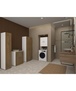 Mobile per lavatrice 2 ante bianco fiammato 66x62x194,3 cm