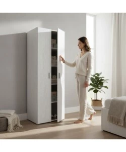 Mobile multiuso 2 ante bianco fiammato 66x45,1x194,3 cm