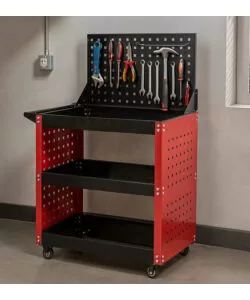 Carrello porta attrezzi 3 ripiani con pannello 75x35x106 cm